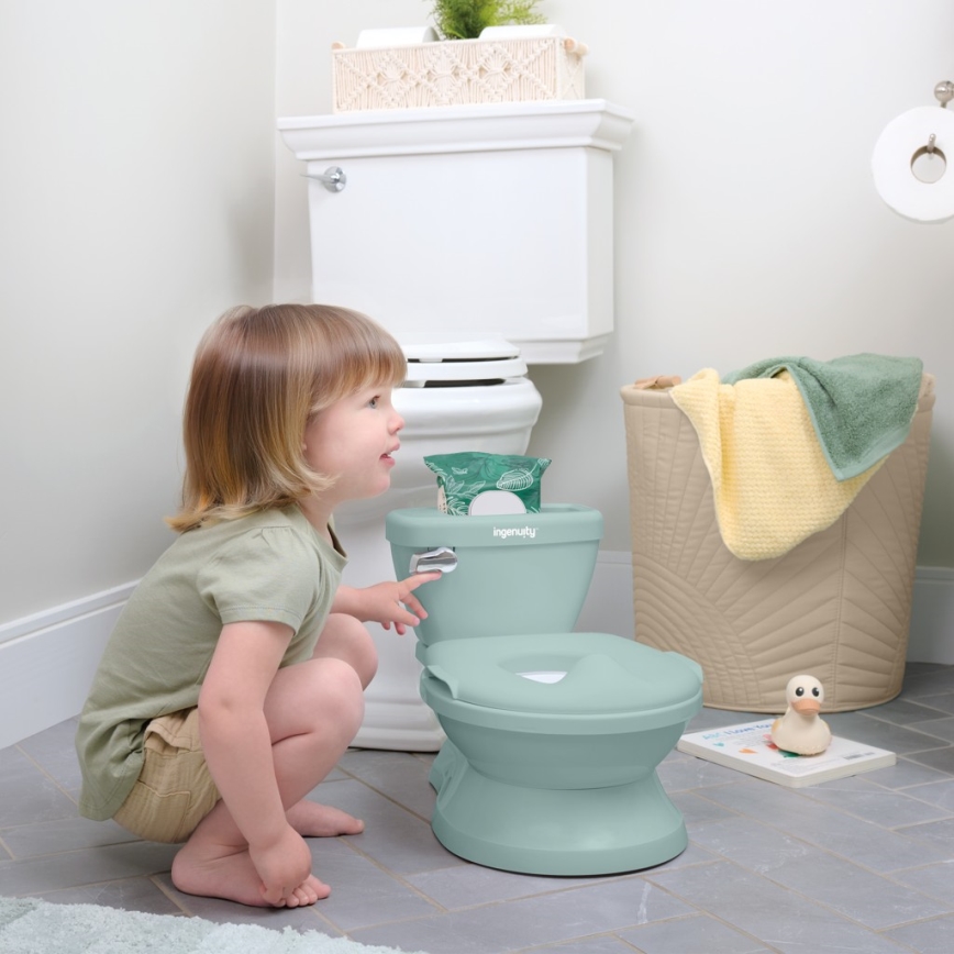Ingenuity - Kindertoilette MY SIZE mit Geräuschfunktion, grün, 2x AAA