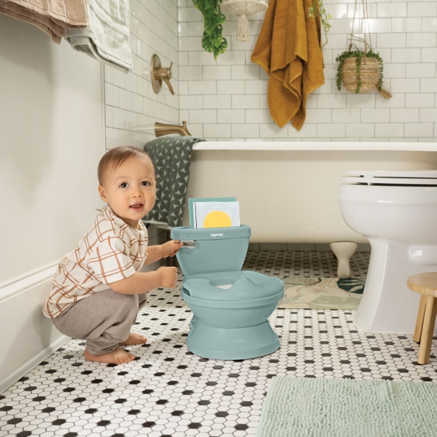 Ingenuity - Kindertoilette MY SIZE mit Geräuschfunktion, grün, 2x AAA