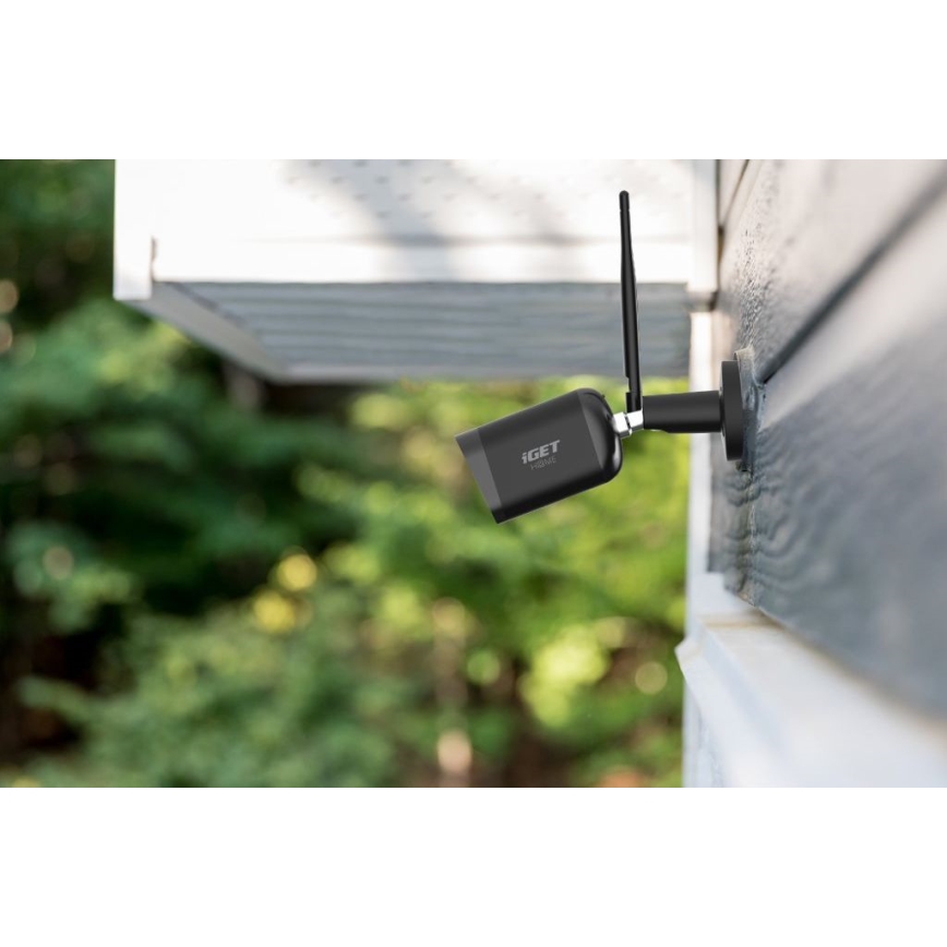 Intelligente Außenkamera mit Full HD 1080p Sensor 12V IP65 Wi-Fi Tuya Schwarz