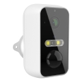 Intelligente Außenkamera mit Bewegungssensor, 2K, 9600 mAh, IP65, WLAN (Tuya), Weiß