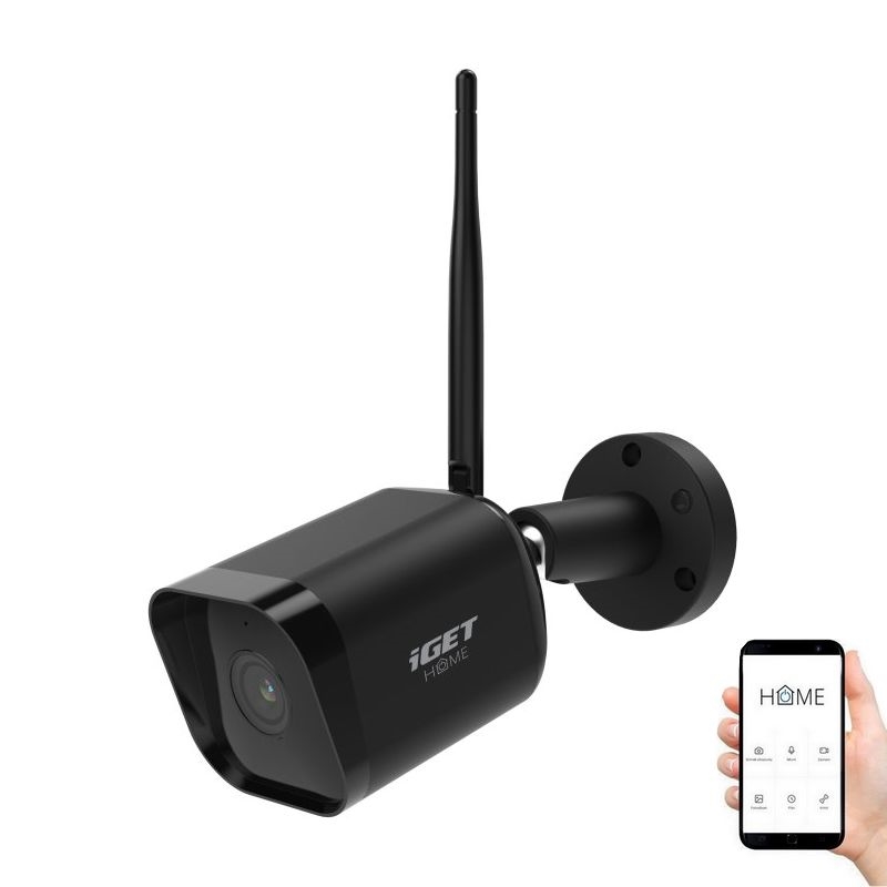 Intelligente Außenkamera mit Full HD 1080p Sensor 12V IP65 Wi-Fi Tuya Schwarz