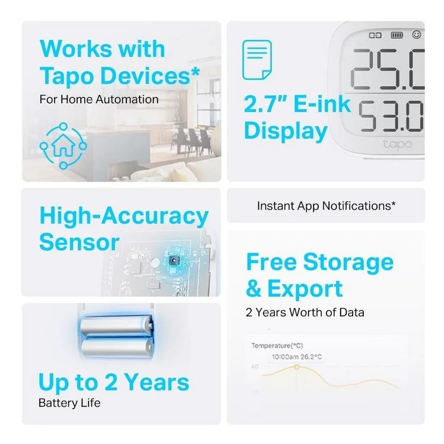 Intelligenter Temperatur- und Luftfeuchtigkeitsmonitor, 2× AAA