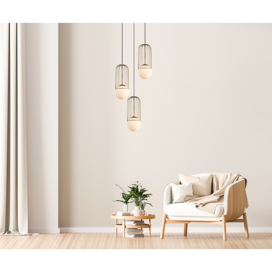 ITALUX - Hängeleuchte an Schnur MATTY 3xE27/40W/230V golden