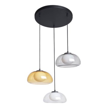 ITALUX - Pendelleuchte an Kabel AINALE 3xG9/7W/230V schwarz/klar/beige/grau