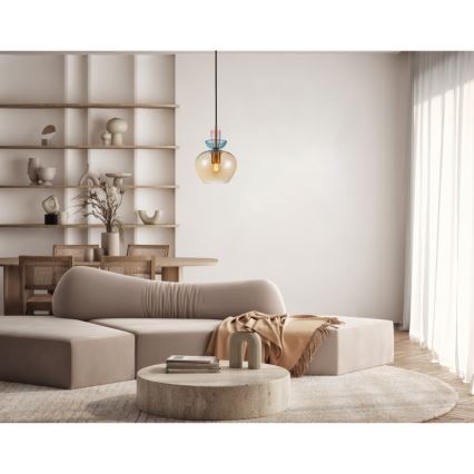 ITALUX - Pendelleuchte mit Kabel FANDA 1xE27/40W/230V Gold/rauchbeige