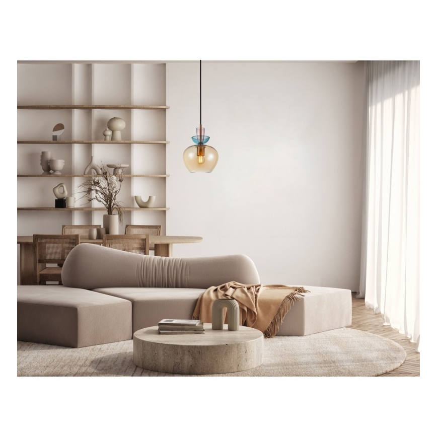ITALUX - Pendelleuchte mit Kabel FANDA 1xE27/40W/230V Gold/rauchbeige