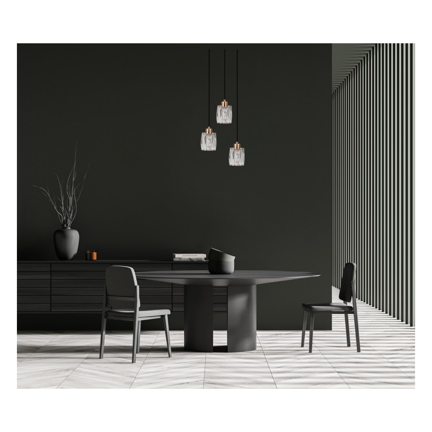 ITALUX - Pendelleuchte mit Kabelaufhängung TORNO 3xE14/40W/230V schwarz/gold