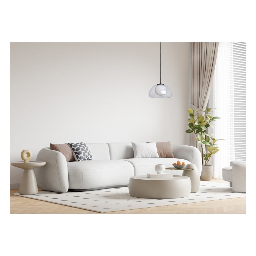 ITALUX - Hängeleuchte AINALE an Seil, 1x G9/7W/230V, schwarz/klares Glas