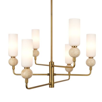 ITALUX - Deckenleuchte mit Stange SANTOS 6xG9/40W/230V goldfarben