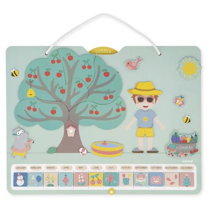 Janod - Magnetischer Kinderkalender Jahreszeiten Englisch