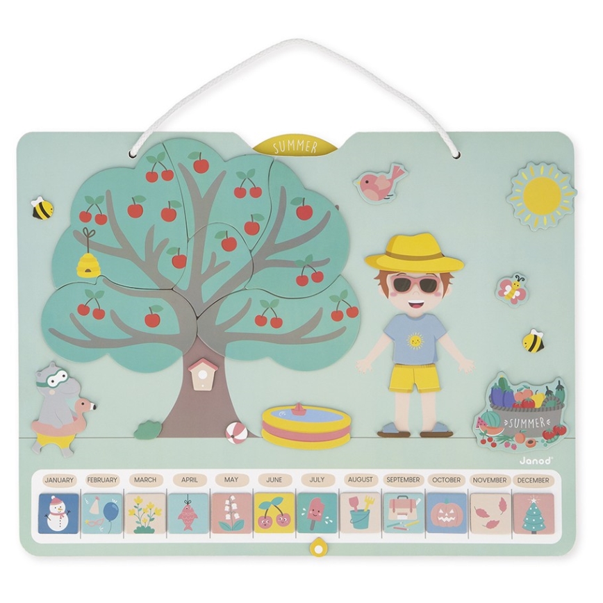 Janod - Magnetischer Kinderkalender Jahreszeiten Englisch