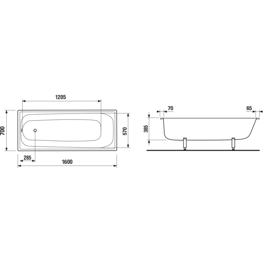 JIKA H2340600000001 - Badewanne RIGA 160x70 Stahl/weiß
