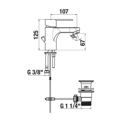 JIKA H3111Z10041111 - Waschtischarmatur mit Ablaufventil und Überlauf LYRA 12,5 cm Hochglanzchrom