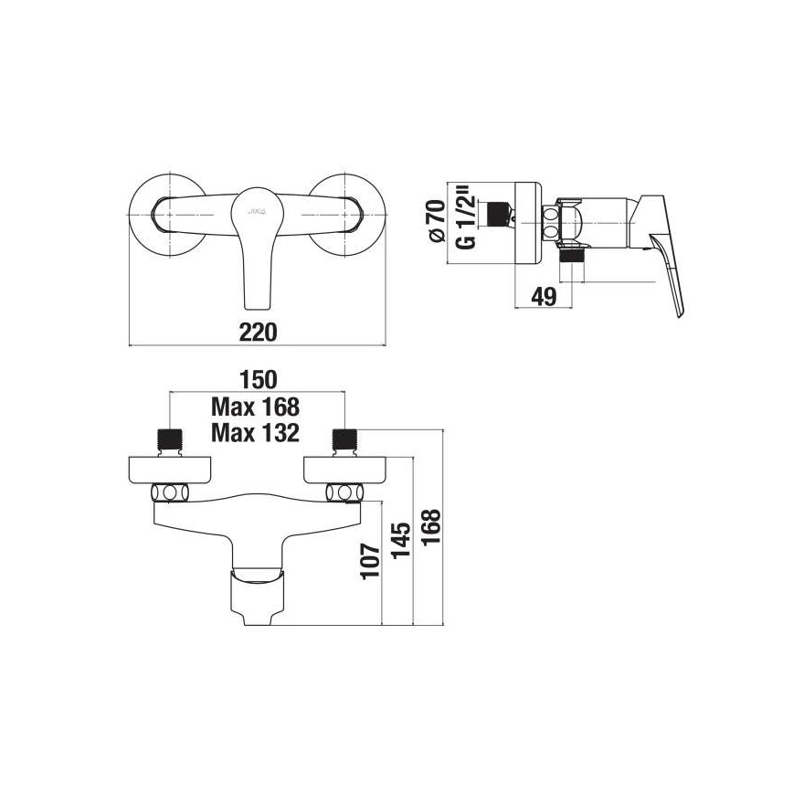 JIKA H3311W70044001 - Duscharmatur CUBE Hochglanzchrom