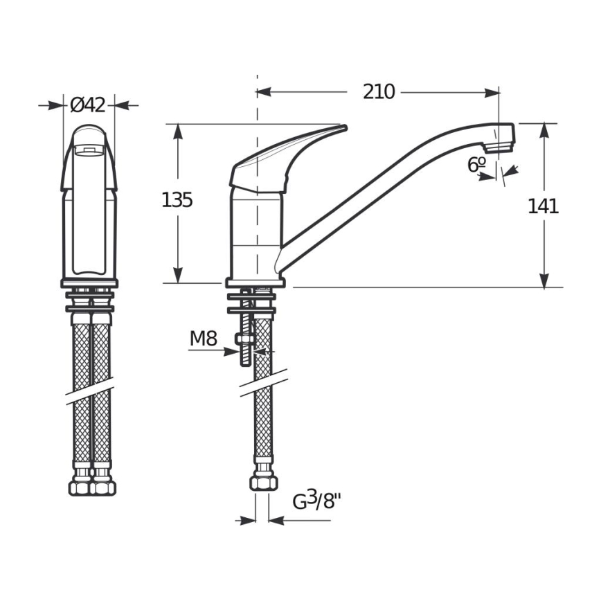 JIKA H3511N10042301 - Küchenarmatur TALAS 13,5 cm Hochglanzchrom