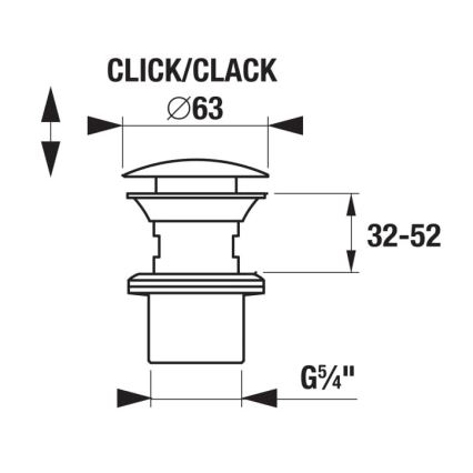JIKA H3917100040001 - Waschbecken-Ablauf CLICK-CLACK Ø 6,3 cm, glänzend verchromt