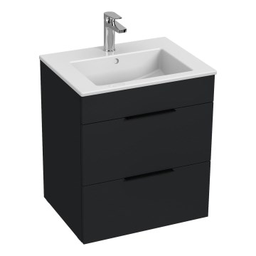 JIKA H4536121763521 - Waschtischunterschrank mit Waschbecken CUBE 60,7x55 cm schwarz