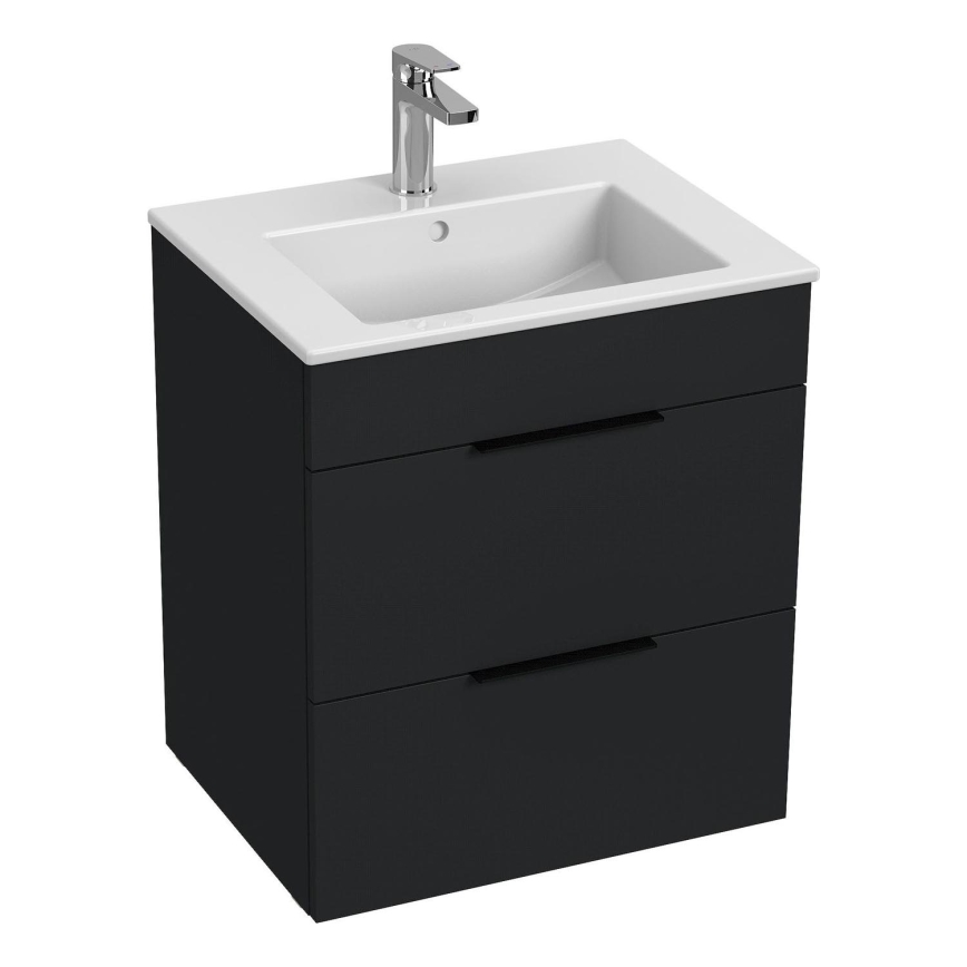 JIKA H4536121763521 - Waschtischunterschrank mit Waschbecken CUBE 60,7x55 cm schwarz