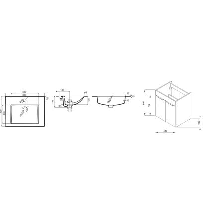 JIKA H4536121765141 - Badezimmerschrank mit Waschbecken CUBE 60,7x55 cm, Esche