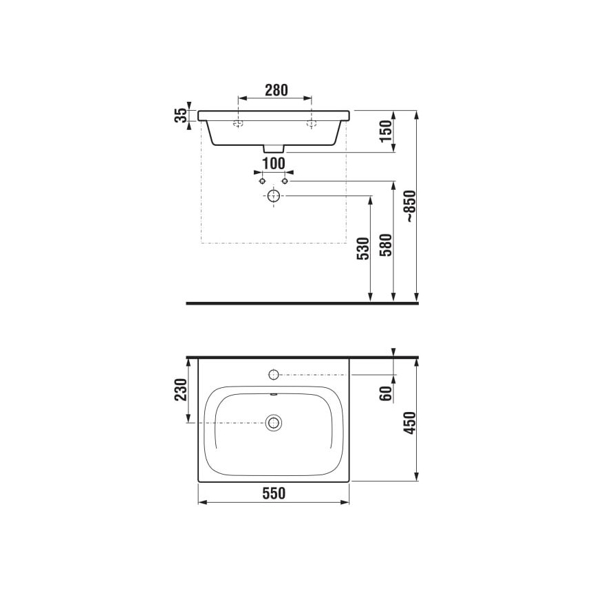 JIKA H8127127161041 - Hängendes Waschbecken MIO 55x45 cm Keramik/matt schwarz