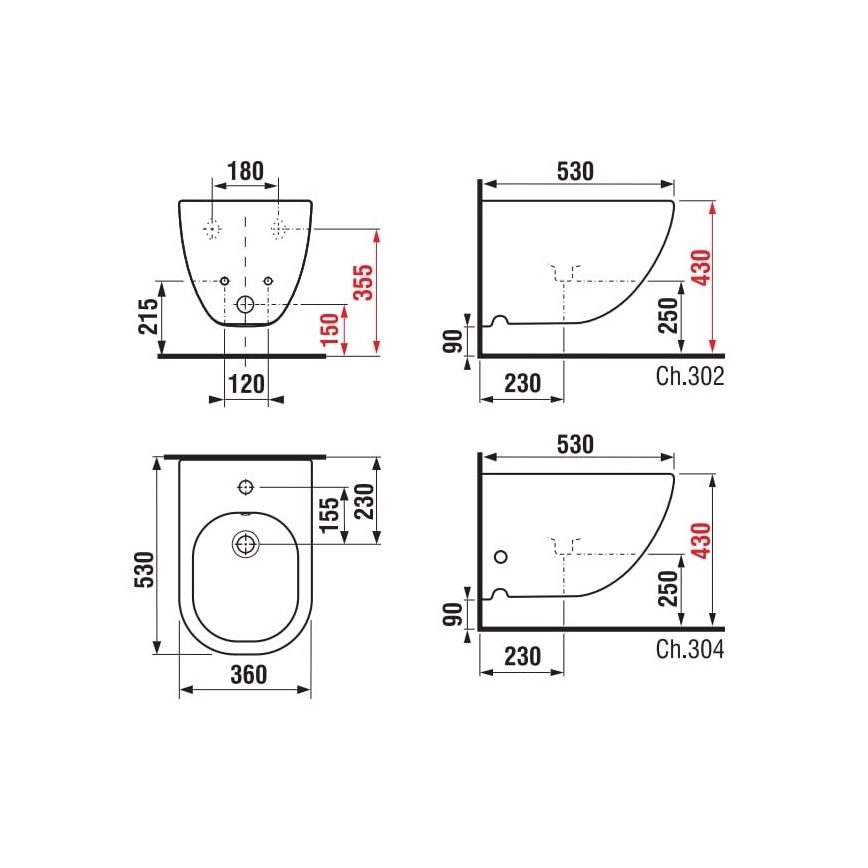 JIKA H8317121003021 - Wandhängendes Bidet MIO Keramik/Perlweiß