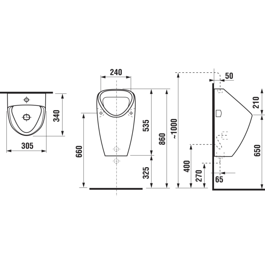 JIKA H8430610000001 - Urinal GOLEM, Innenanschluss, rückwärtiger Abgang, Keramik/weiß