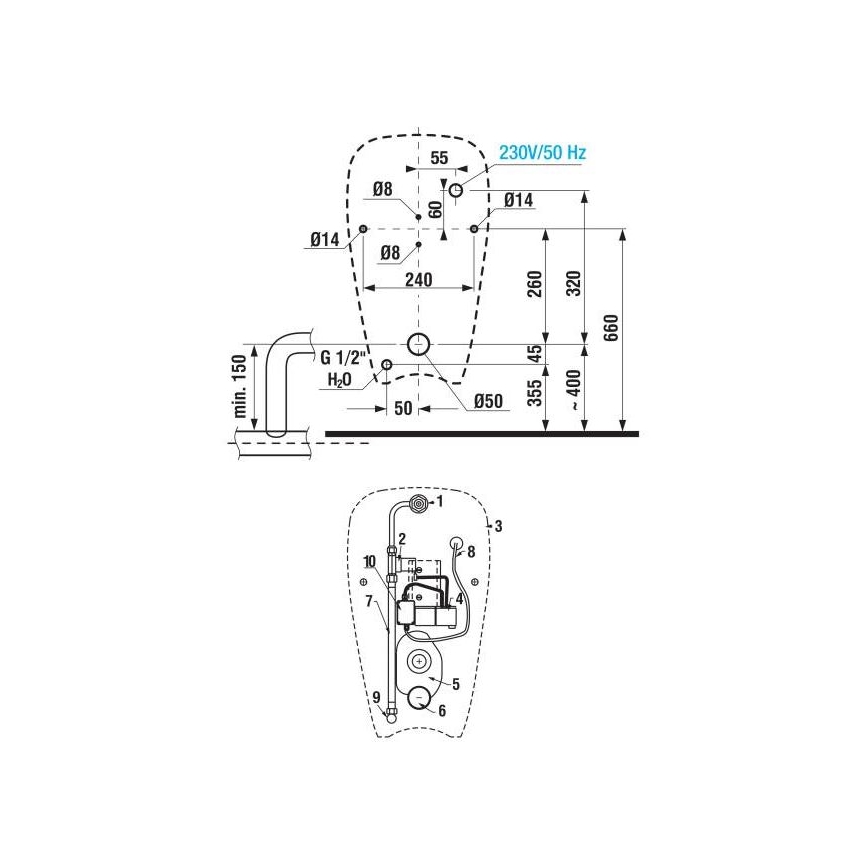 JIKA H8430700000001 - Urinal GOLEM, interner Zulauf, hinterer Ablauf, Keramik/weiß
