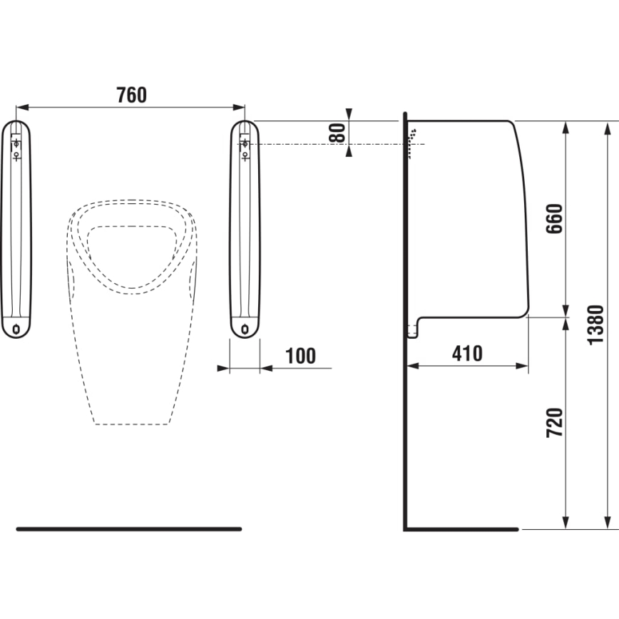 JIKA H8476010000001 - Urinal-Trennwand SPLIT 66x41 cm Keramik/weiß