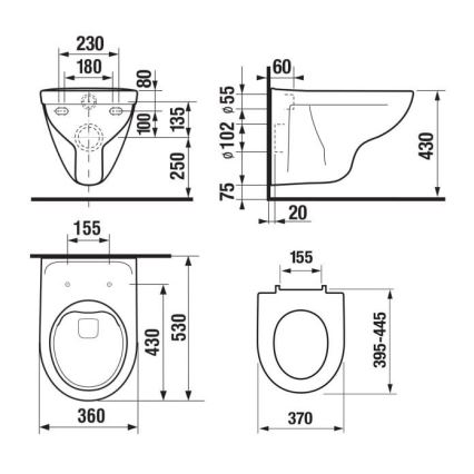 JIKA H8663840000001 - Wandhängendes WC LYRA Keramik/weiß + WC-Sitz SoftClose LYRA Duroplast/weiß
