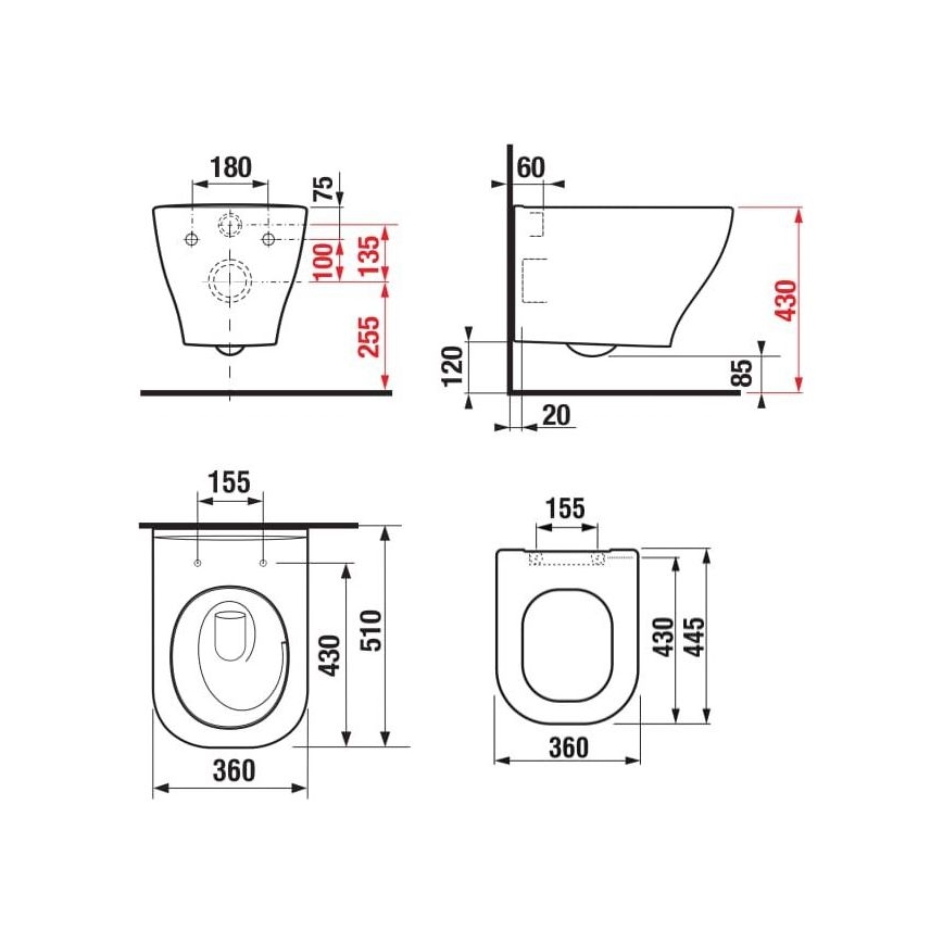 JIKA H8666180000001 - Wandhängendes WC DEEP Keramik/weiß + WC-Sitz SoftClose DEEP Duroplast/weiß