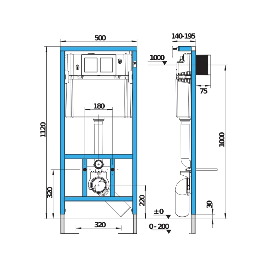 JIKA H8956520000001 - Unterputzmodul für wandhängende Toilette mit Anschlussmöglichkeit für Bidet