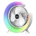 JOHNSON - LED RGB Wiederaufladbarer Tischventilator Mehrfarbig LED/5W/3,7V 1200 mAh Ø 14 cm Weiß