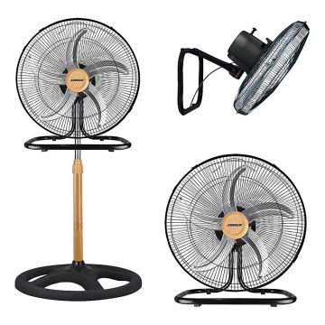 JOHNSON - Standventilator 3-in-1 WOOD 80W/230V Ø 50 cm schwarz/beige