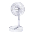 JOHNSON - Wiederaufladbarer Tischventilator GIRAFFA 5W/3,7V 1200 mAh Ø 20 cm weiß