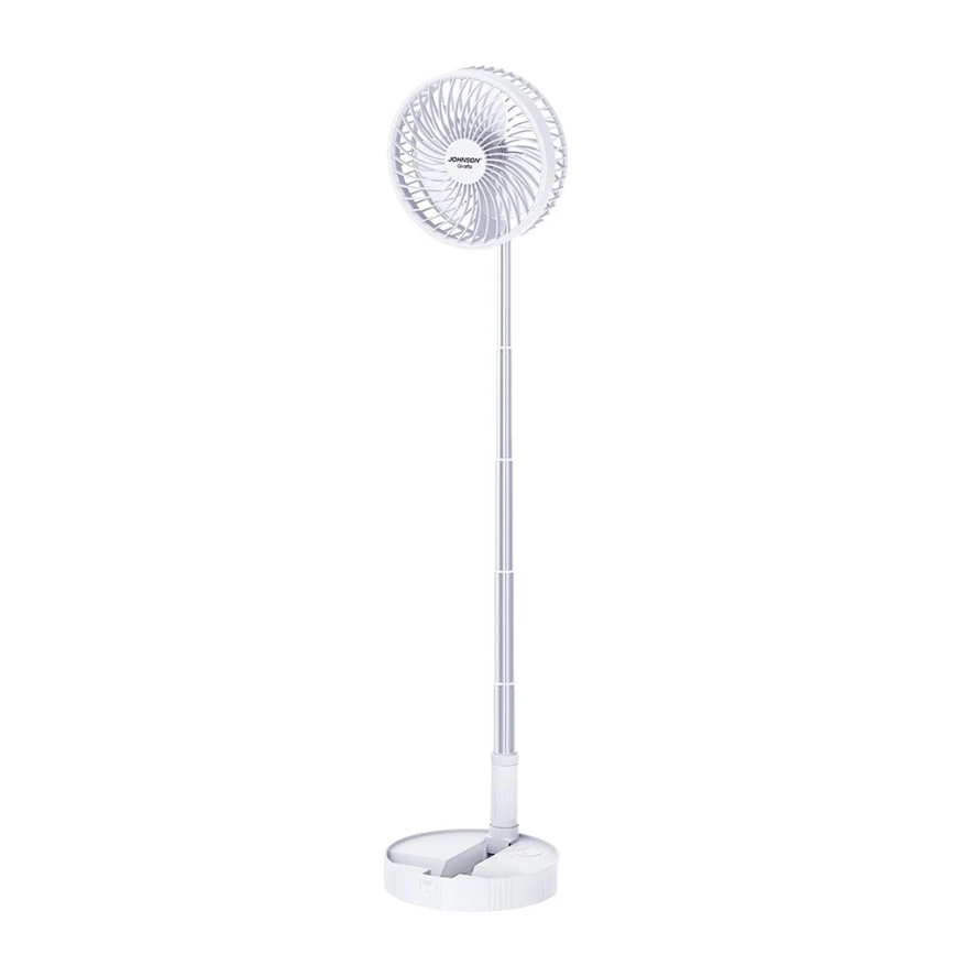 JOHNSON - Wiederaufladbarer Tischventilator GIRAFFA 5W/3,7V 1200 mAh Ø 20 cm weiß