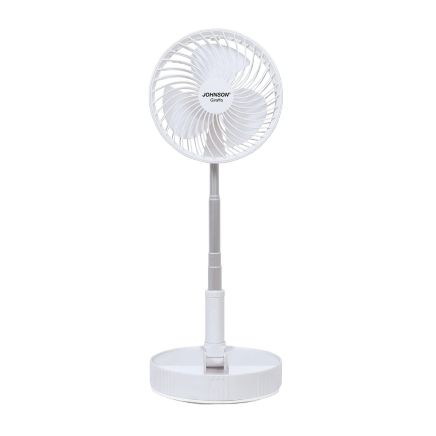 JOHNSON - Wiederaufladbarer Tischventilator GIRAFFA 5W/3,7V 1200 mAh Ø 20 cm weiß
