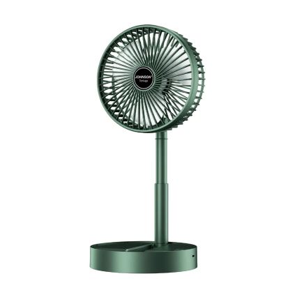 JOHNSON - Wiederaufladbarer Tischventilator TORTUGA 5W/3,7V 1200 mAh Ø 16,5 cm grün