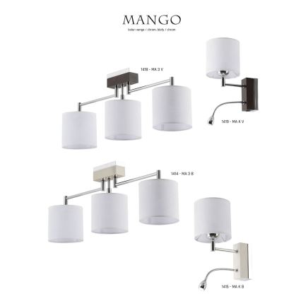 Jupiter 1415 - MA K B - Die LED Wandleuchte MANGO 1xE27/60W + LED/1W/230V