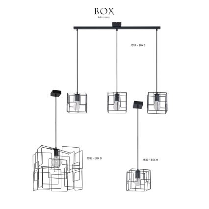 Jupiter 1533 - BOX M - Decken-Hängeleuchte BOX E27/60W