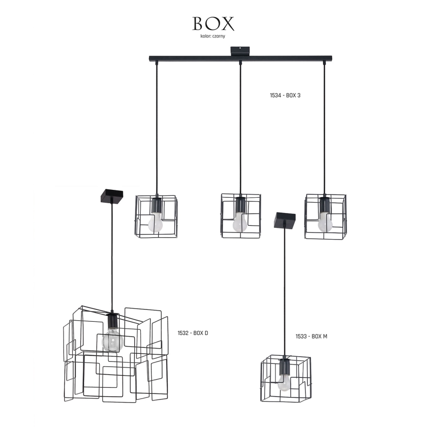 Jupiter 1534 - BOX 3 - Decken-Hängeleuchte BOX 3xE27/60W