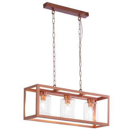 Jupiter 1803 - MC3 - Kronleuchter an einer Kette MACARI 3xE27/60W/230V kupfern