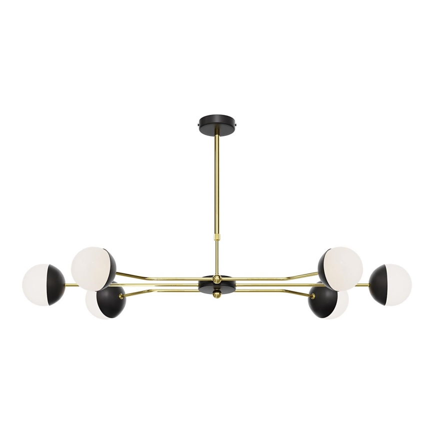 Jupiter 1981 - Kronleuchter an Stange TRENTO 6xG9/10W/230V schwarz/golden