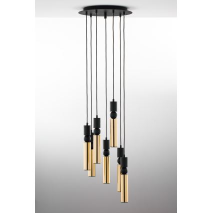 Jupiter 2018 - Hängeleuchte an Schnur ALAS 7xGU10/10W/230V golden/schwarz