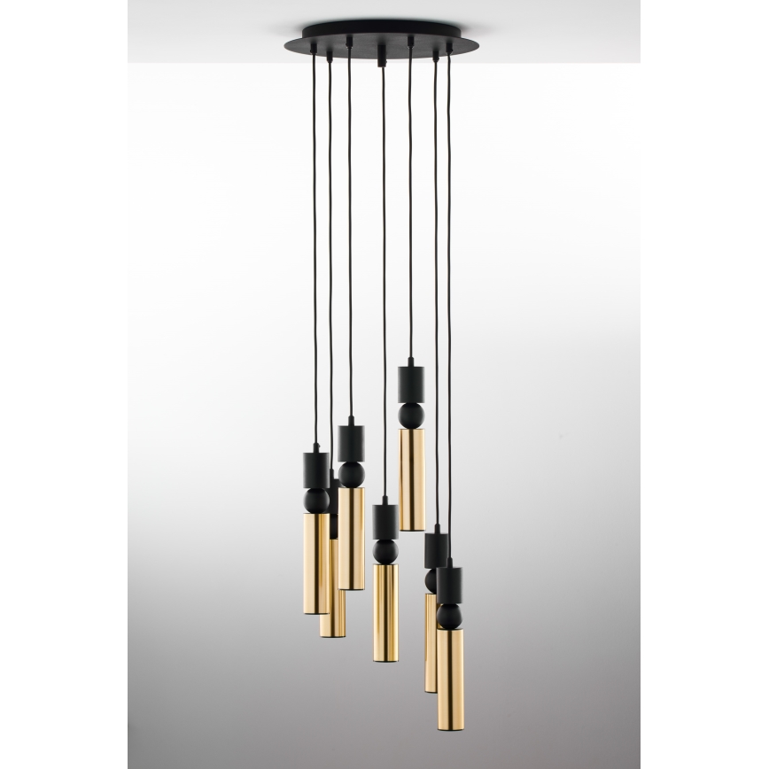 Jupiter 2018 - Hängeleuchte an Schnur ALAS 7xGU10/10W/230V golden/schwarz