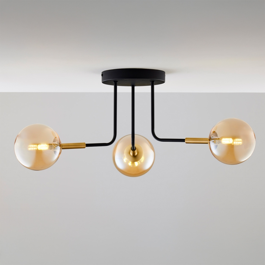 Jupiter 2037 - Deckenleuchte an Stange BURANO 3xG9/10W/230V schwarz/golden/beige