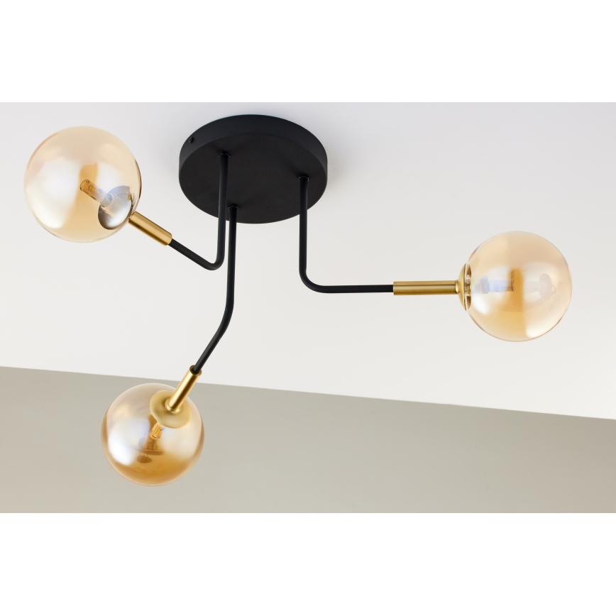 Jupiter 2037 - Deckenleuchte an Stange BURANO 3xG9/10W/230V schwarz/golden/beige