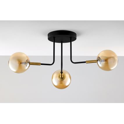 Jupiter 2037 - Deckenleuchte an Stange BURANO 3xG9/10W/230V schwarz/golden/beige