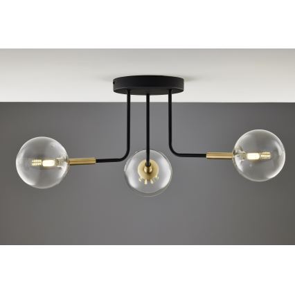 Jupiter 2039 - Deckenleuchte an Stange BURANO 3xG9/10W/230V schwarz/golden/klar
