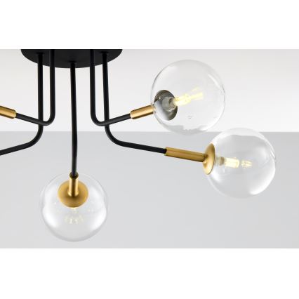 Jupiter 2040 - Deckenleuchte an Stange BURANO 5xG9/10W/230V schwarz/golden/klar