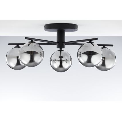 Jupiter 2048 - Aufgesetzte Deckenleuchte PRATO 5xG9/14W/230V schwarz/rauchgrau